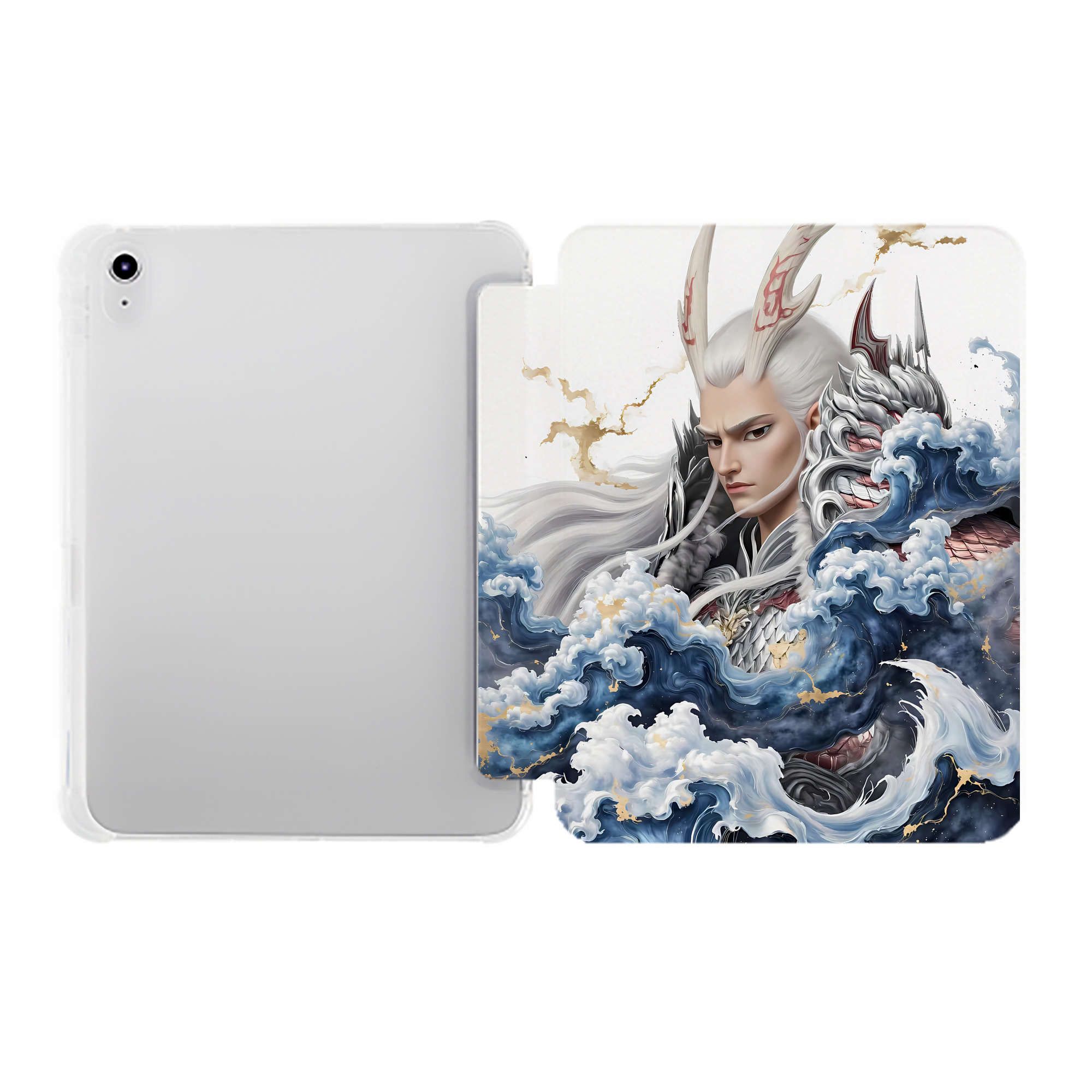 （画像用） Ne Zha 2 ナタ 魔童の大暴れ IPad ケース ペン収納付き 三つ折りスタンド PUレザー×シリコン 対応機種9.5/10.5/10.9インチ
